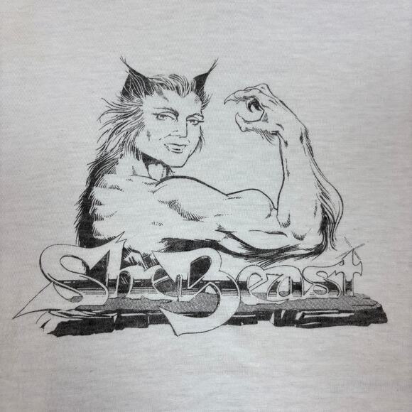 Vintage She Beast Cut Off Sleeveless Tank Top Women's Small - Picture 1 of 12